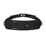 Fitletic Bolt Double Pocket Running Belt Pouch in black on white background