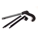 Kuat Sherpa 2.0 ratchet arm assembly components laid flat on white background