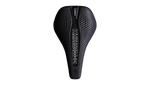 Specialized S-Works Power Evo Mirror saddle top-down view showing full 3D-printed honeycomb lattice pattern in black