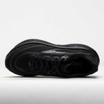 Brooks Ghost 18 running shoe in black colorway, top-down view showing laces and upper