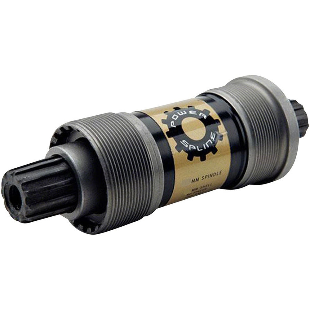 Truvativ Power Spline bottom bracket unit with silver threaded shell and black splined spindle ends