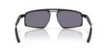 Oakley Bushwick sunglasses rear straight-on view with reflection, satin black frame and grey lenses