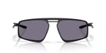 Oakley Bushwick sunglasses straight front view with reflection, satin black frame and Prizm grey lenses
