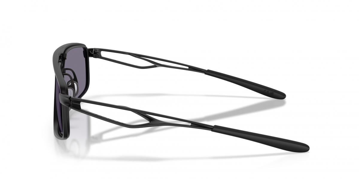 Oakley Bushwick sunglasses side profile view showing temples and hinge in satin black