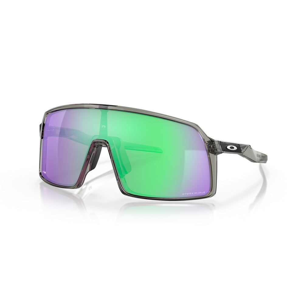 Oakley Sutro sunglasses in grey ink frame with prizm road jade green lenses, angled view