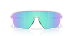 Oakley Corridor SQ sunglasses front view showing clear frame and Prizm Sapphire shield lens
