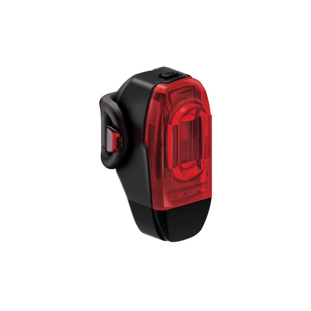 Lezyne KTV Drive+ rear bike light in black with red LED lens and mounting strap