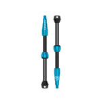Lezyne CNC TLR tubeless valve stems in black and blue, pair