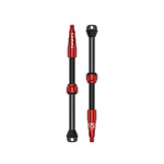 Lezyne CNC TLR tubeless valve stems with red anodized components and black threading