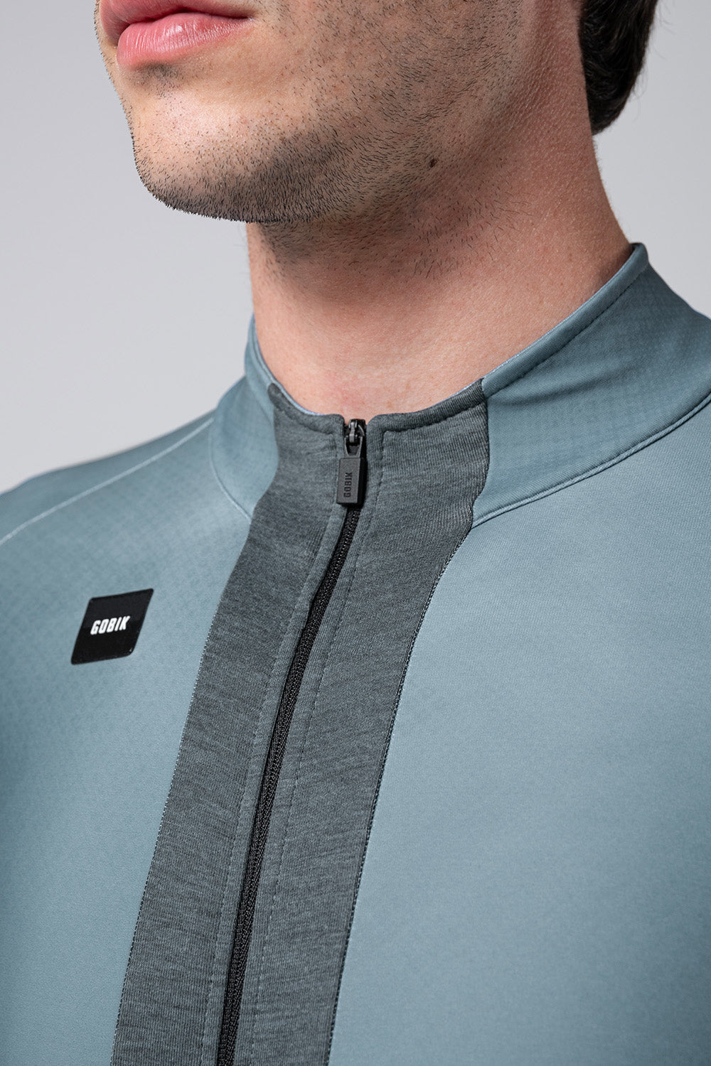 Gobik Hyder Blend long sleeve cycling jersey in light blue colorway