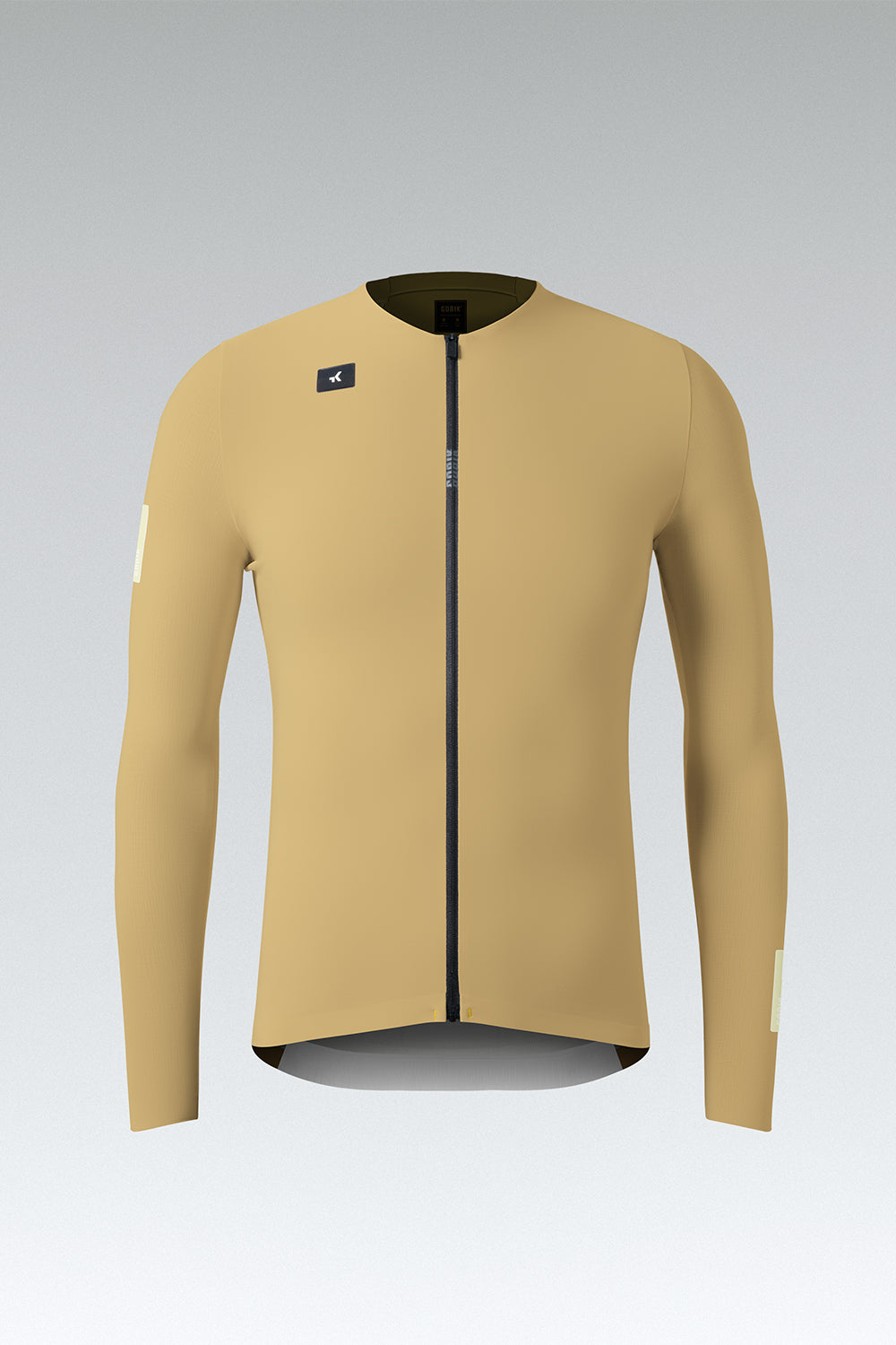 Gobik Avalon Long Sleeve Jersey in Keemun color, front view flat product render with full zipper
