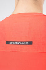 Close-up of Gobik jersey back showing Nonconformist label and ripstop fabric panel detail