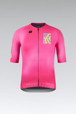 Gobik CX Pro 4.0 cycling jersey in neon pink Drip colorway with graphic logo