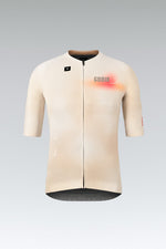 Gobik CX Pro 4.0 almond cycling jersey front view with Gobik logo and orange gradient graphic detail