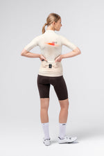 Gobik CX Pro 4.0 women's jersey back view showing rear pockets and Gobik label in almond