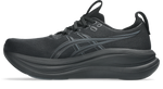 ASICS Gel Nimbus 28 running shoe in black graphite grey medial side view
