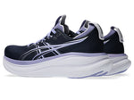 ASICS Gel Nimbus 28 running shoes in midnight navy with bluebell purple accents