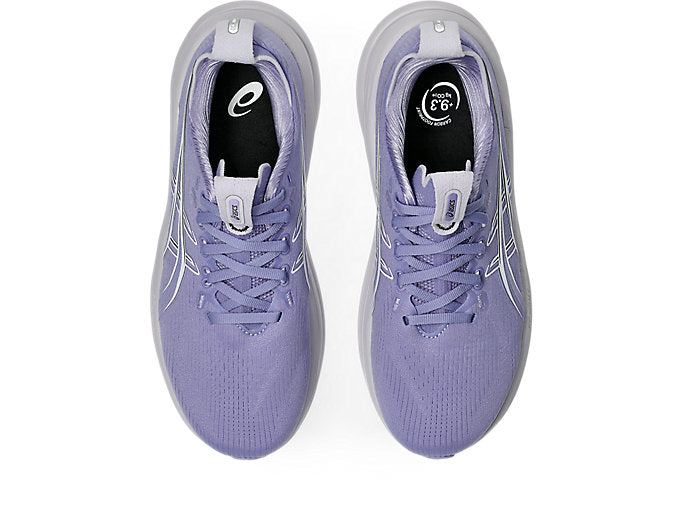 ASICS Gel Nimbus 28 running shoes in purple dahlia colorway with white trim