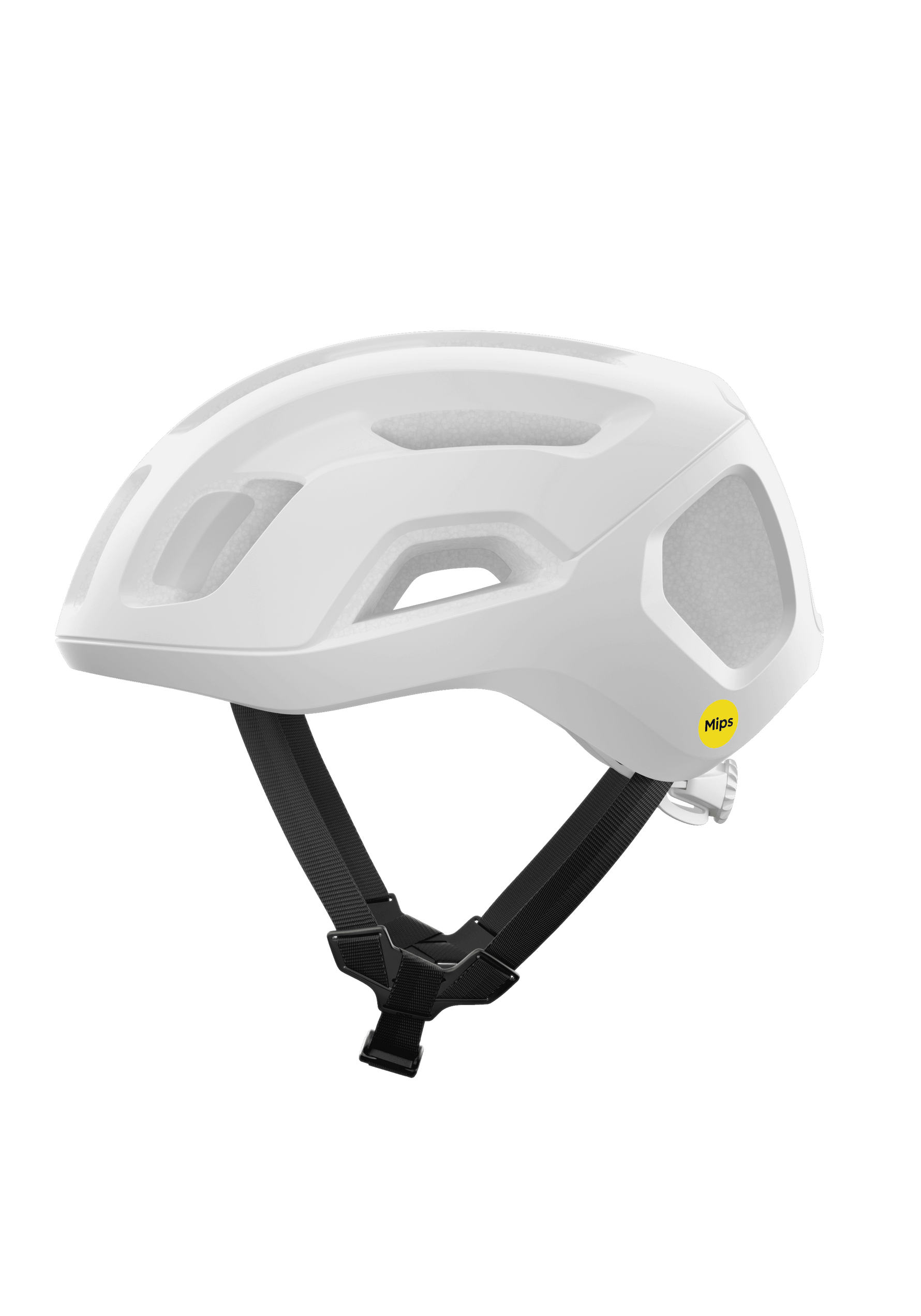 POC Ventral Air MIPS cycling helmet in white matte finish with black straps