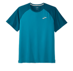 Brooks Atmosphere Short Sleeve 2.0 men's running shirt in Hyper Blue Pacific two-tone teal