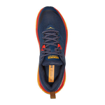 Hoka Challenger ATR 6 running shoe in navy blue with coral orange trim