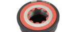 Front face view of SRAM GXP BB86 bottom bracket showing splined inner bore and red sealed bearing