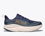Hoka Skyflow men's running shoe in navy blue with gradient pattern