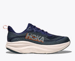 Hoka Skyflow men's running shoe in blue and teal colorway with orange branding