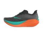 Hoka Mach X 2 women's running shoe in black, electric aqua, and orange colorway