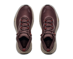 Top-down view of pair of Hoka Transport Hike GTX boots in deep mauve showing lacing system