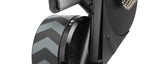 Close-up of Wahoo KICKR trainer flywheel showing Bluetooth and WiFi connectivity icons