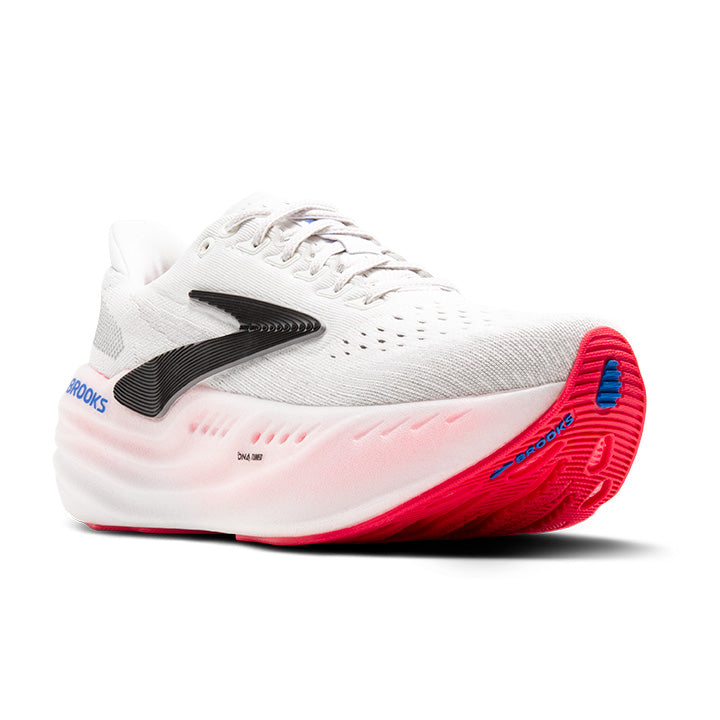Brooks Glycerin Max women's running shoe in white with black and pink details