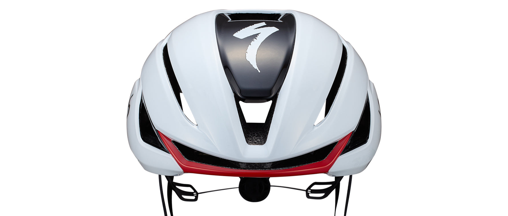 Specialized S-Works Evade 4 cycling helmet in white with red accent stripe