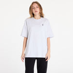 On Running Club-T oversized gray t-shirt worn by female model on white background