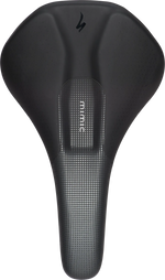 Specialized Bridge Comp MIMIC saddle top-down view showing S-Works logo and MIMIC branding on nose
