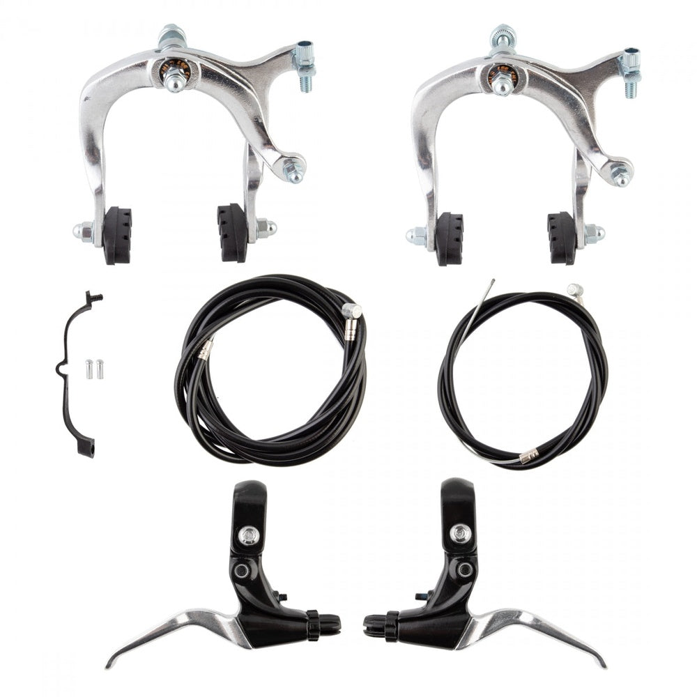 Sunlite MX aluminum brakeset with silver calipers, black brake levers, and cables