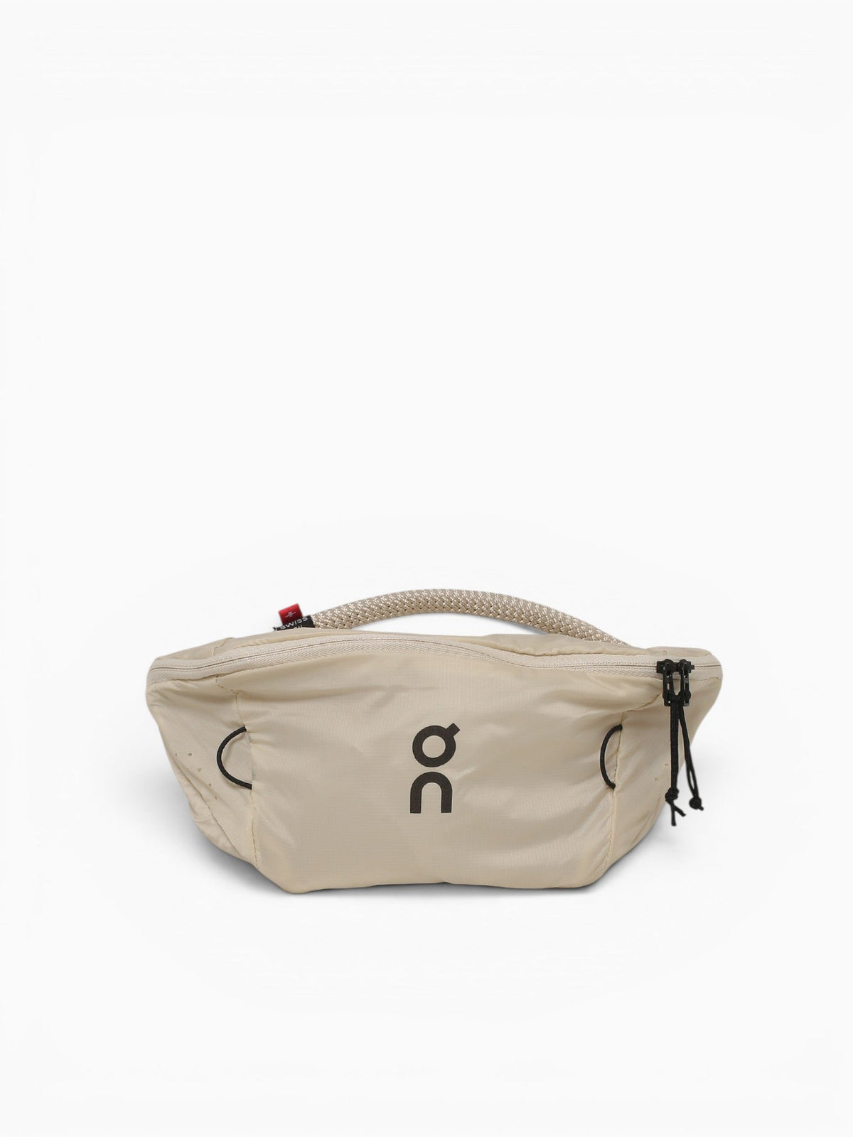 On Waist Pack 2L Lite in cream sand color with rope handle and zipper closure