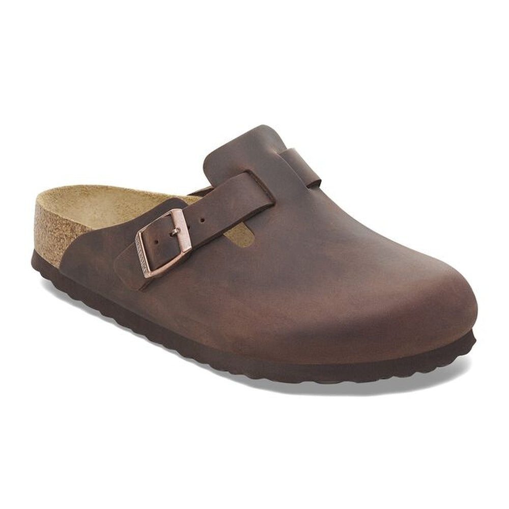 Birkenstock Boston clog in brown oiled leather with adjustable buckle strap