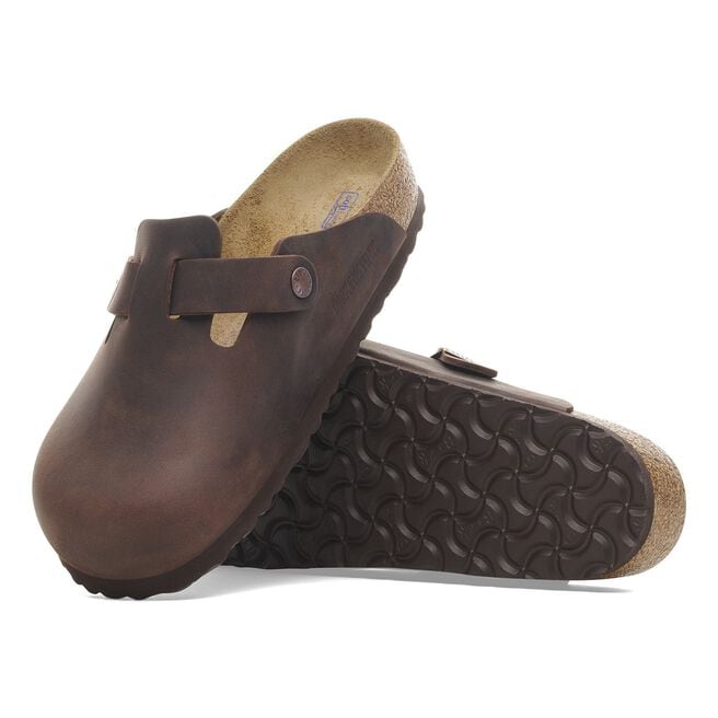 Birkenstock Boston clogs in Habana brown oiled leather with adjustable strap