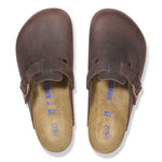 Birkenstock Boston clogs in dark brown Habana oiled leather with cork footbed