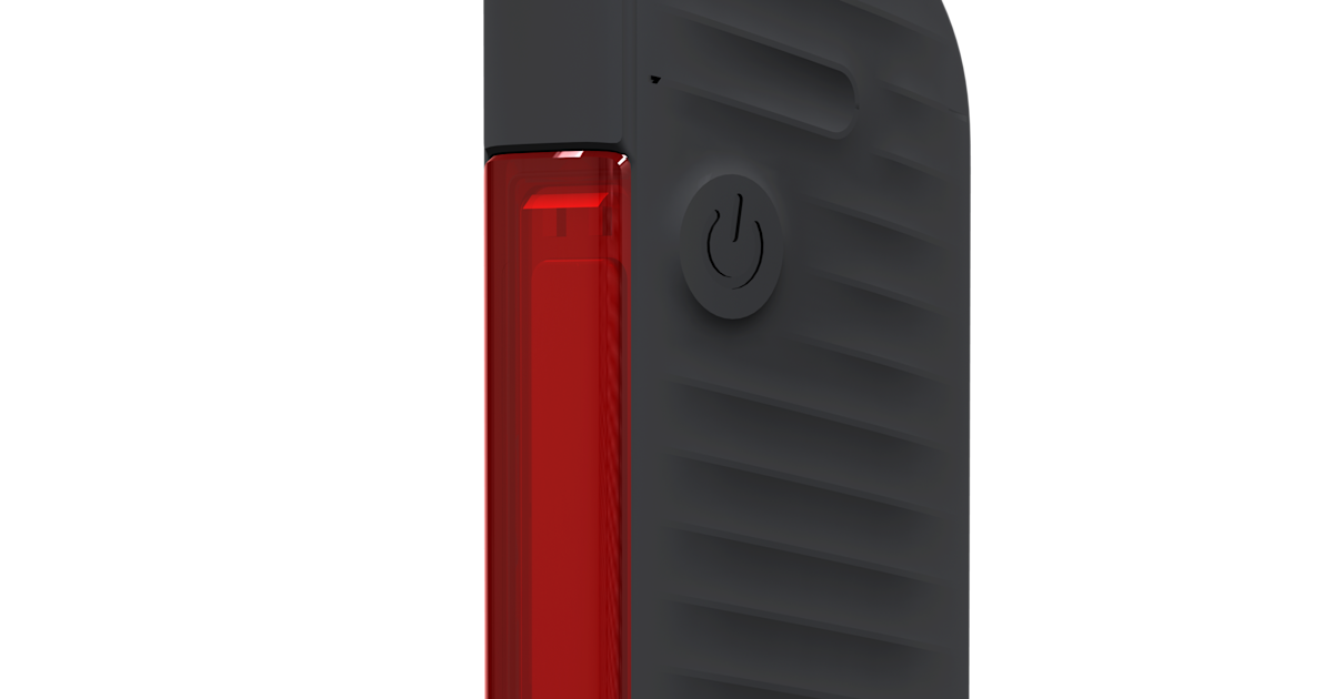 Syncros Campbell rear bike light in black with illuminated red LED strip and power button