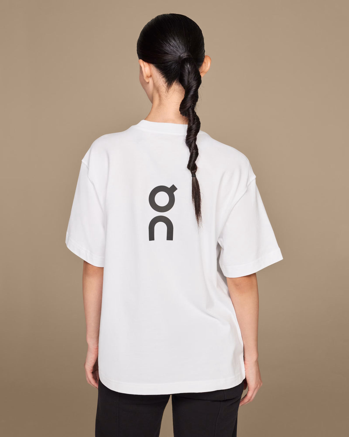 On Running Club-T white t-shirt back view showing large On logo graphic print