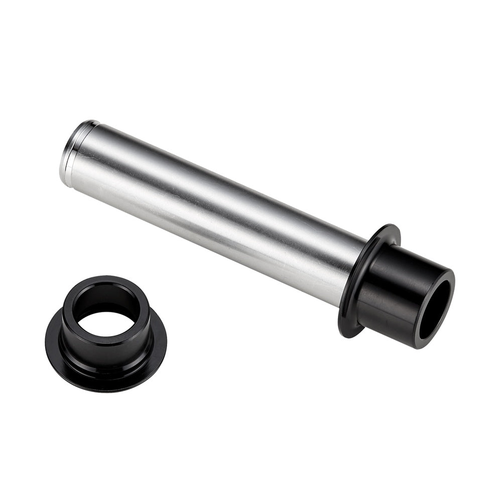 Specialized 15x110mm thru-axle hub axle set with black end caps on white background