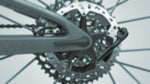 Close-up of Scott Spark RC World Cup carbon frame rear cassette and derailleur detail