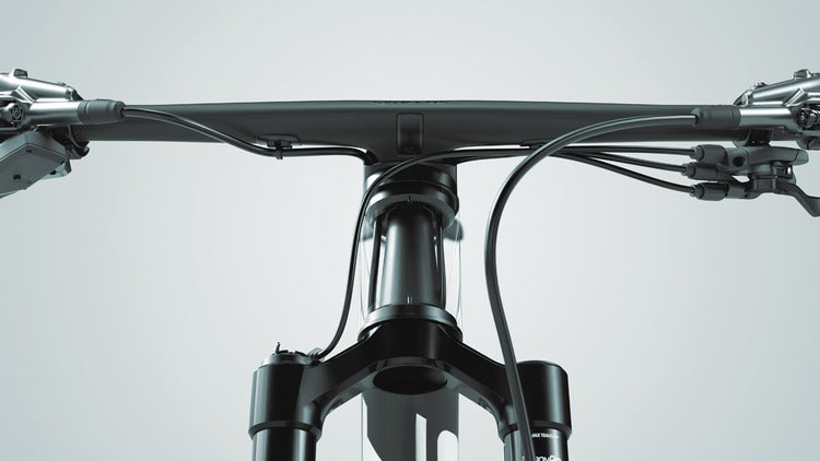 Scott Spark RC World Cup carbon mountain bike handlebar and stem detail in matte black