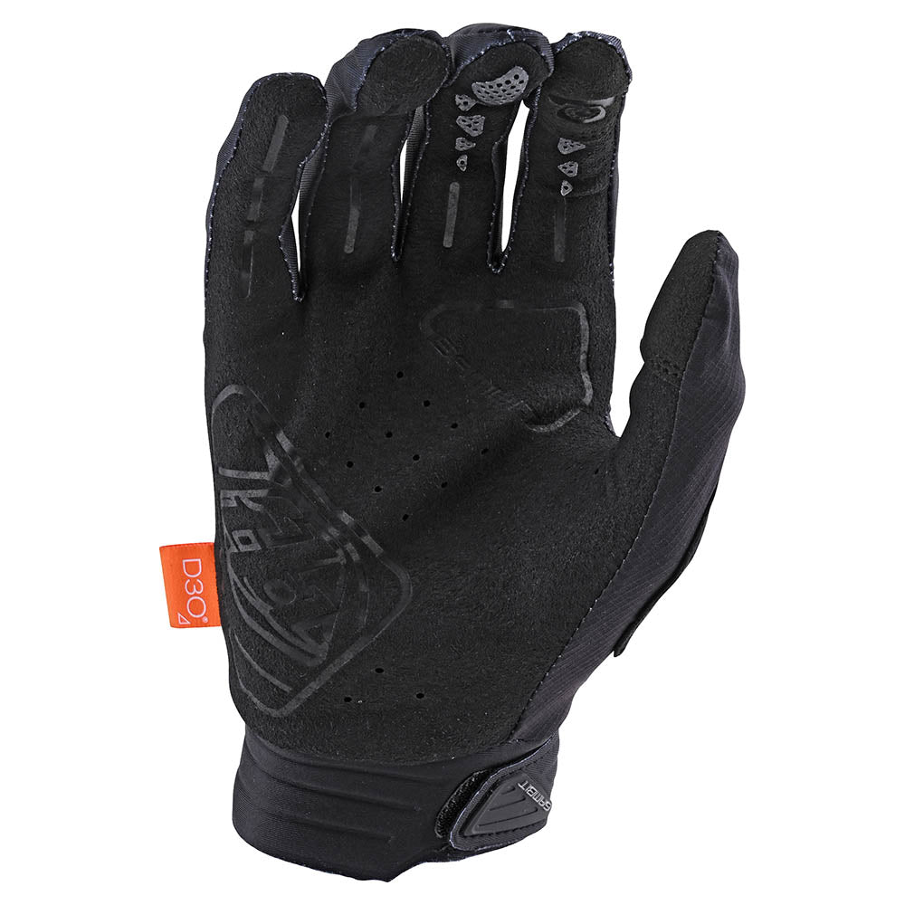 Troy Lee Designs Gambit Gloves in solid black showing palm side with grip padding