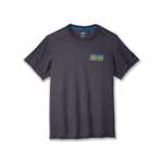 Brooks Distance Short Sleeve 3.0 men's running shirt in HTR Ash with gradient logo