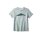 Brooks Distance Short Sleeve 3.0 men's tee in HTR Ash with mountain graphic print