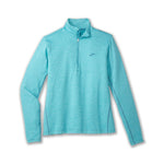 Brooks Dash 1/2 Zip 2.0 women's running pullover in heathered aqua blue