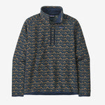 Patagonia Better Sweater 1/4-Zip Fleece in New Navy geometric mountain pattern, flat lay view